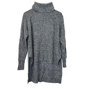 Express Wool Mohair Turtleneck Marled High Low Gray Pullover Sweater Size Medium